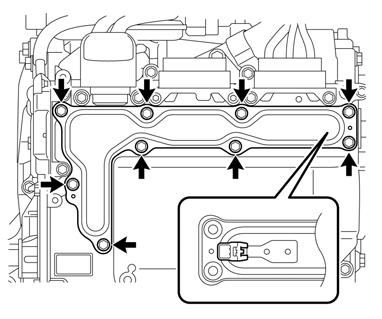 (1) Remove the 9 bolts and the upper inverter cover sub-assembly from the inverter with converter assembly.