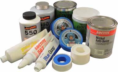 lubricants, Sealants and Tape Lubricants, Sealants and Tapes It is essential to keep the correct lubricants, sealants and Teflon tapes on hand to guard against leaks and pressure loss, and to protect