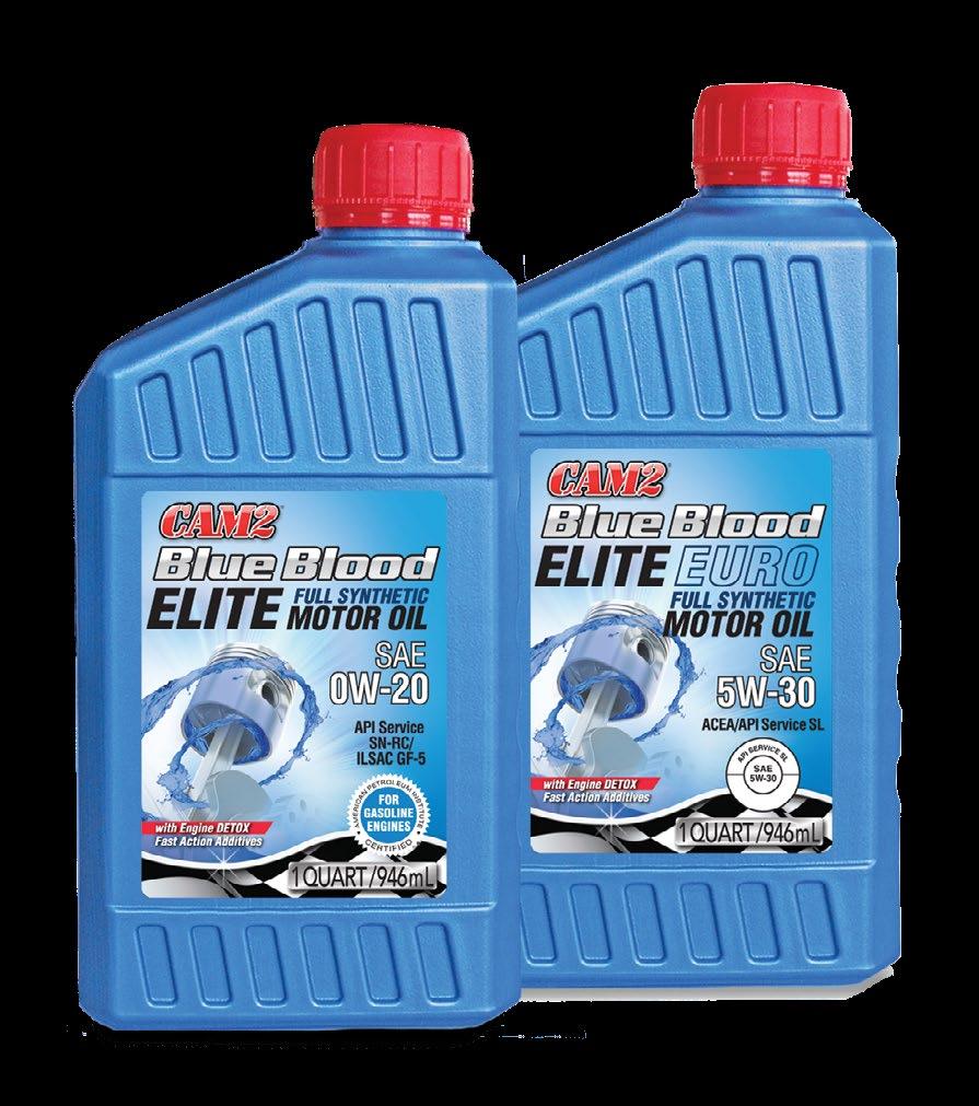 CAM2 Blue Blood ELITE Full Synthetic Motor Oil with Engine DETOX, Fast Action Additives is the premium choice oil for preventative maintenance in vehicles that operate under severe driving and