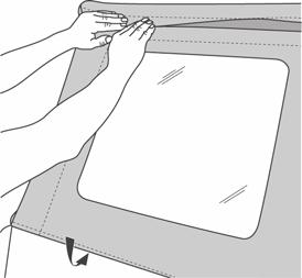 Roll Plastic into Channel Quarter Window Fasten Hook and Loop When operating the vehicle without the Quarter Windows, the Rear Window should be rolled up