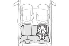 Child safety Child seat at the rear "Rearward facing" "Forward facing" When a "rearward facing" child seat is installed on a rear passenger seat, move the vehicle's front seat forwards and straighten