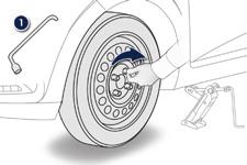 Practical information Fitting a wheel F Remove the bolts and put then in a clean place. F Remove the wheel.