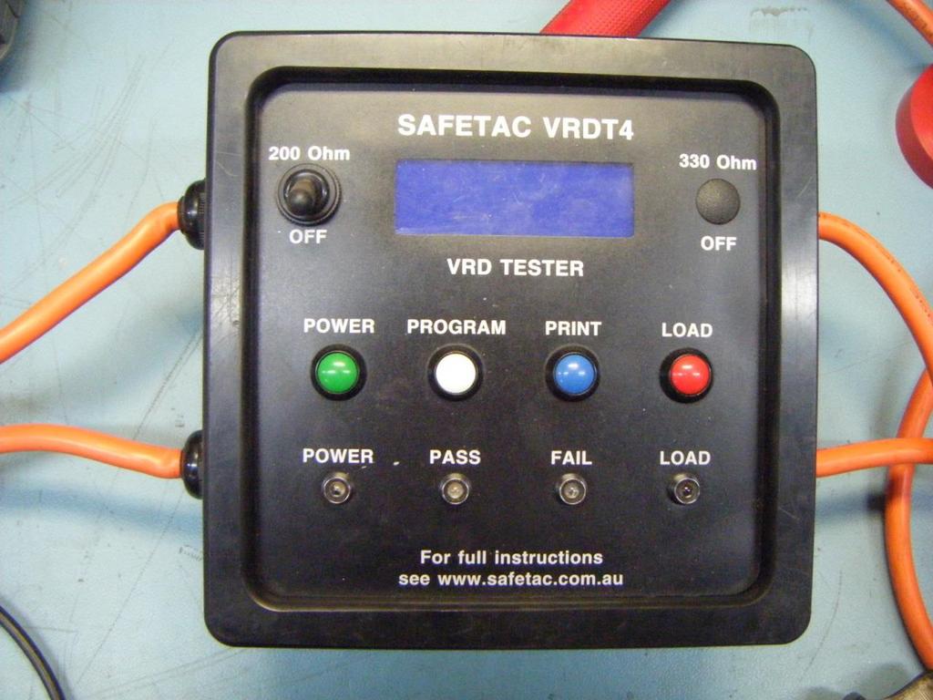PROCEDURE for USING VRD TESTER APPENDIX 12 DO NOT procede to VRD testing using the SafeTac VRDT4 if Peak 0CV does not comply.