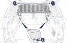 To use it in row 1: F open the covers of the upper fixings 1, F unroll the high load retaining net, F position one of the ends of the net's metal bar in the corresponding upper fixing 1, then do the