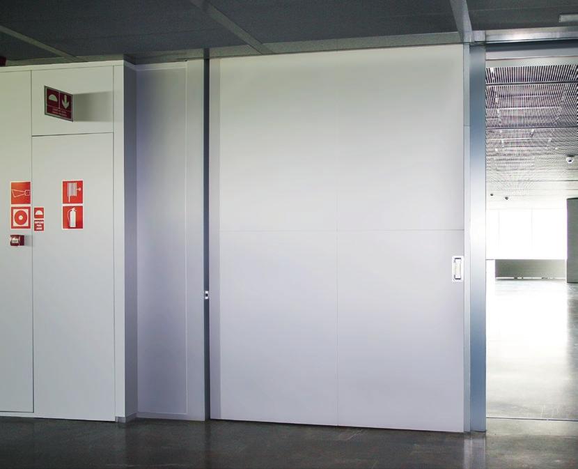 Rodas Sliding Fire Door EI 2 60 1 or 2 Leaf Sliding Fire Door, with pedestrian gate option, that allows to cover from small holes to large openings.