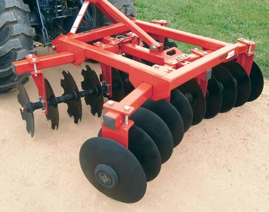 DISC HARROWS Medium - duty Series Models DHM5 60-inch DHM6 72-inch DHM7 84-inch Eighteen - inch discs are either all notched or notched / smooth combination for maximum productivity Angle adjustments