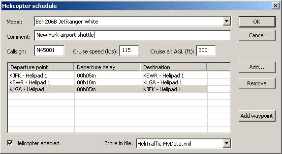 Heli Traffic 2009 User s Manual Page 8 Under Model, you should specify the helicopter model to be used. The Comment field allows you to enter any comment to display in the list of schedules.