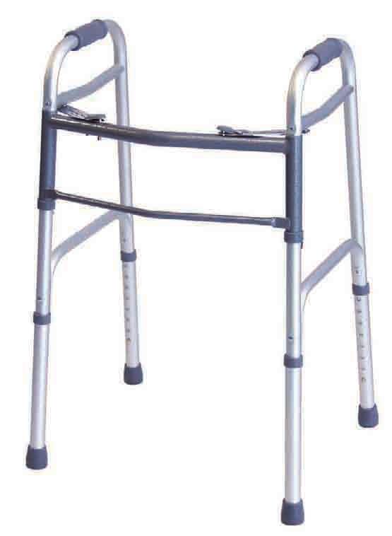 This walker accommodates all leg attachments and carries a 1-year limited warranty.