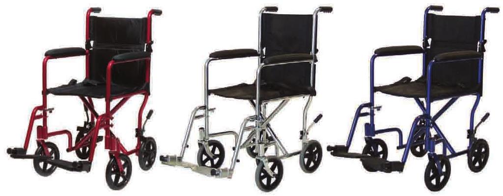 EJ761-1 Standard Models: Available in either Steel or Aluminum frame Aluminum frame available in Silver, Blue or Red finish; Steel frame available in Chrome Choice of 17" or 19" seat width Foldable