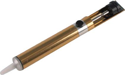 Protyping and Soldering Kit 8. Aluminium Desoldering Pump, Gold in colour Length : 194mm Body Diameter : 20mm Tip Hole Diameter : 3.2mm A range of aluminium desoldering pumps with PTFE nozzle.
