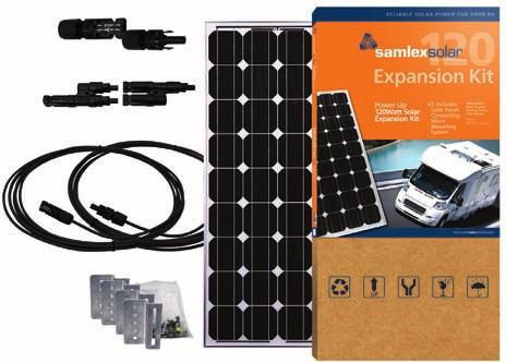Wires), (4) Flat Mount Brackets & Hardware SRV-120-KIT Solar Charging Kit: 120 Watts Kit Contains (1) 120W Solar Panel, (1) 30 Amp Samlex Charge Controller, (1) Pair of 20 Ft Connecting Wires, (4)