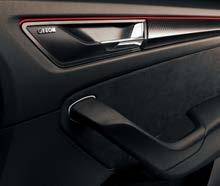STYLISH FUNCTIONALITY The upholstery comes in a combination of black Alcantara and leather with silver stitching.