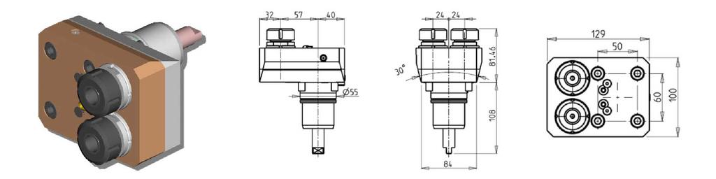 DRIVEN RADIAL SINGLE-SIDE TWIN HEAD DRIVEN TOOL PartNumber Description Spindle I RPM Ext Coolant