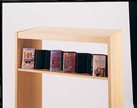 SuperShelf Converts any standard shelf to media displayer Six compartments hold approximately 24 paperbacks or 18 VHS Zigzag-shaped metal insert fits any standard