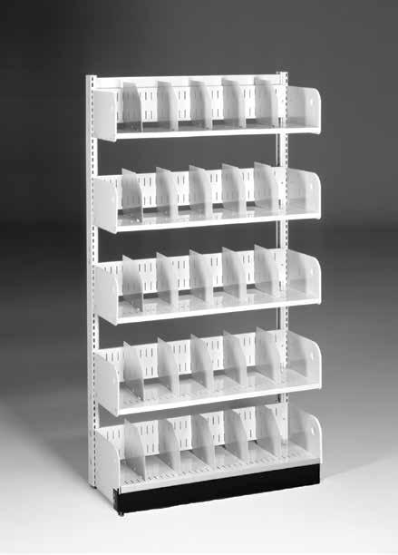 Shelving SHELVING & STORAGE Open-Style Steel Shelving Quality construction for simple rearrangements 16-gauge steel frame with choice of 18-gauge steel flat or divider shelves Base bracket wraps in