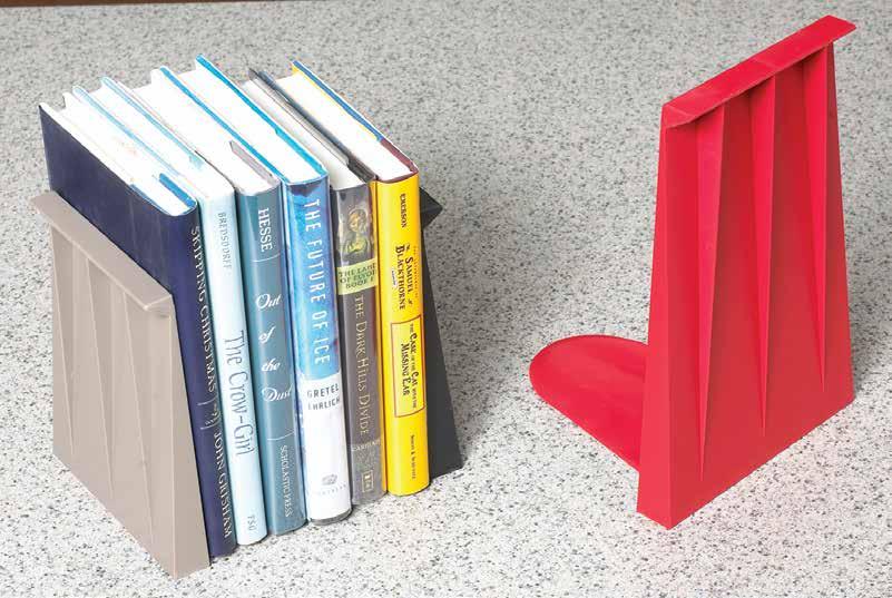 Plastic Book Supports Corrugated construction for added support Shelf-Grip base will not scratch or mar shelves; book weight compresses the strip to prevent slippage Tapered front
