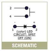 Push-Button Switch 2P SPST OFF-(ON) GREEN LED E-Switch Series LP1 Momentary Switch Shin Chin