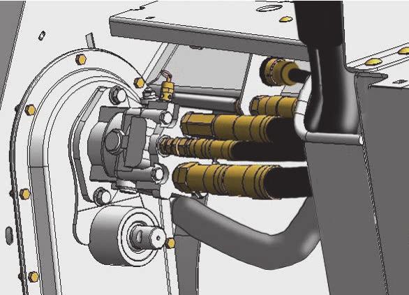 2. Remove cap (A) from electrical connector, and remove connector from support bracket. 3. Disengage and rotate lever (B) counterclockwise to fully up position to release the hose bundle (C).