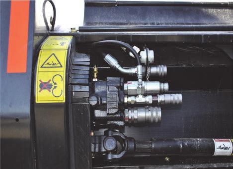 8. Rotate coupler (B) and hose (C) downward as shown until slack has been sufficiently reduced.