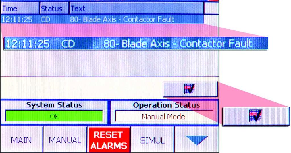 Figure 2-8. On-Off Panel (Figure 2-9). Figure 2-9. HMI Alarms Screen.
