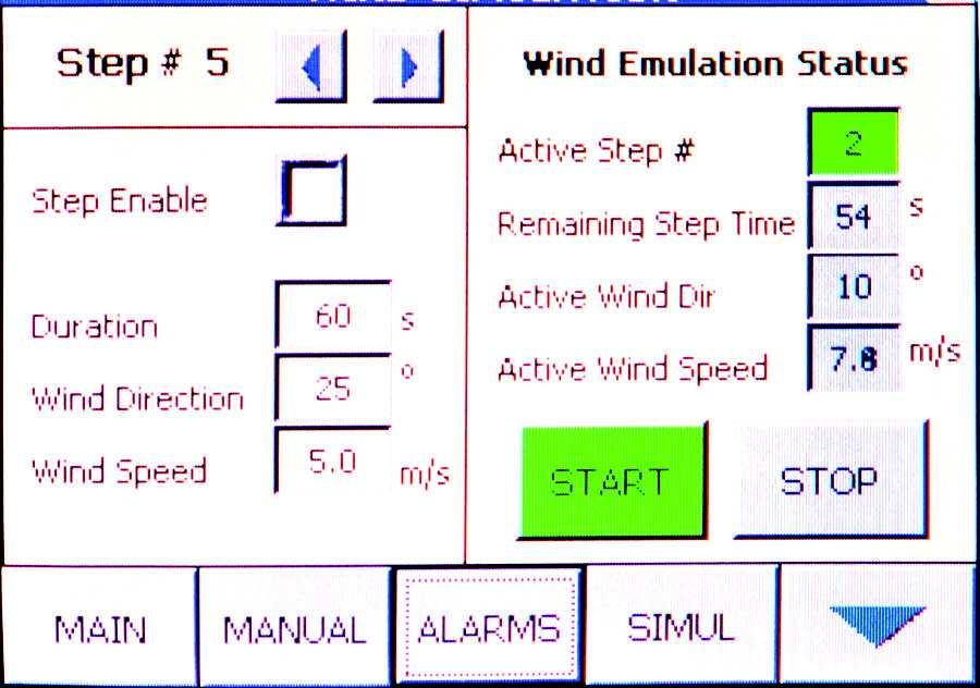 wind conditions. Figure 2-10. HMI Simulation Screen. proceed to the Service screen and set the system to SI units before proceding.