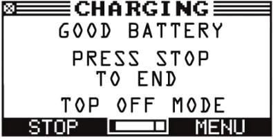 Below is what will occur when a Good Battery is reached after charging: Press YES to start
