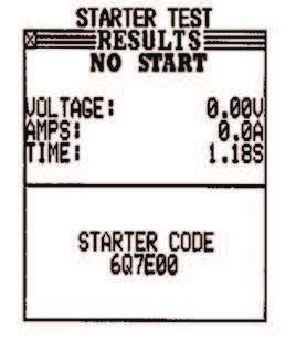 If the vehicle is a NO CRANK/NO START, the tester will ask you to select between "STARTED" and "NO START". After selecting "NO START", the tester will produce a Starter Code.