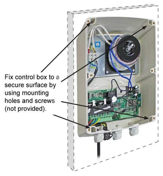 CAUTION: Install the Control Box in a well ventilated place protected against rain and sunlight.