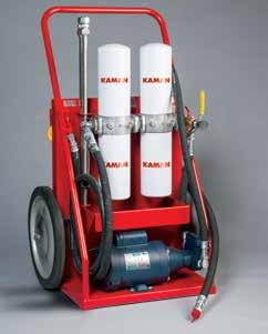 The Kaman Filter Cart may be used in an unattended mode for off-line filtration of hydraulic fluid and lube oil reservoirs, and for transferring or adding fluid to systems.