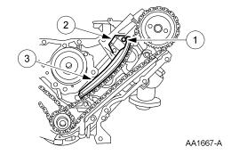 Remove the RH timing chain from camshaft sprocket.