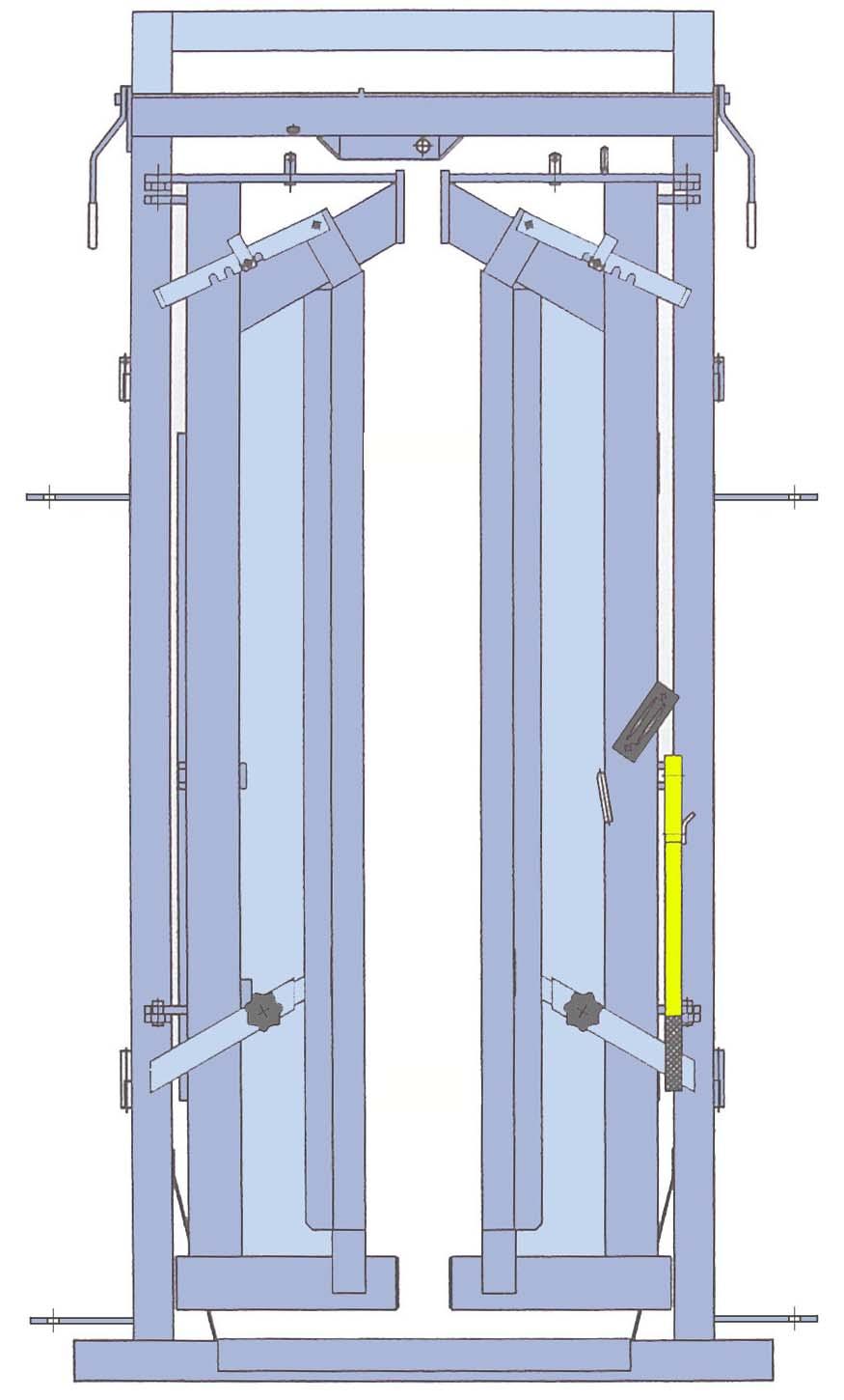 Operating Handle Yoke Width Adjustment Hurdle Lug Hurdle Lug Lock Screws Assist Handle (can be fitted to opposite Side) Hurdle Lug Hurdle Lug Fig 15 To release the animal pull the control lever