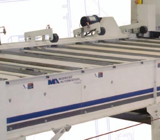 The system consists of an infeed powered roller conveyor with