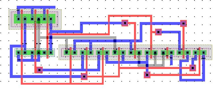 adder implemented with proposed PMOS and NMOS CPAL full adder design simultaneously for checking driving capability of proposed circuit. Figure 5. Layout of P-type CPAL Full Adder Figure 3.