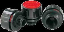 K0458 Vent screws with splash guard cap air filter Housing in black thermoplastic polyamide 66; cap in red thermoplastic polyamide 66; air filter in polyurethane (PU foam), filter fineness 50 µm; in