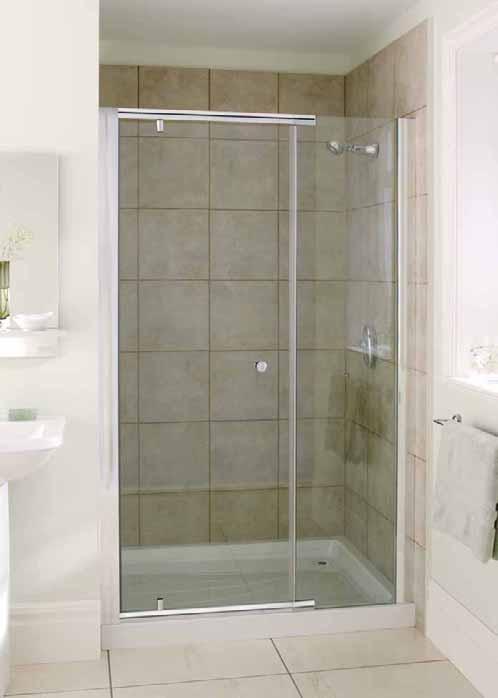 Pivot extended door alcove The Flight frameless pivot door combines functionality with minimalist styling and is designed to enhance larger showering spaces.