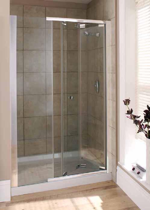 Bi-fold extended alcove The inward opening Flight bi-fold door provides the perfect solution where space in the bathroom is limited. Design and functionality go hand in hand.