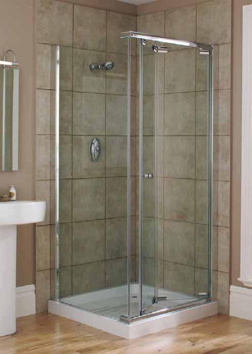 Bi-fold corner Optimise your showering area with a Flight bi-fold enclosure providing ease of access where room is limited, whilst minimising the framing on the door itself.