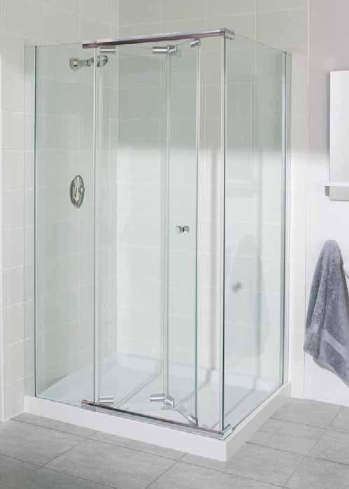Bi-fold extended corner Flight bi-fold enclosures offer flexible showering solutions to enhance your bathroom.