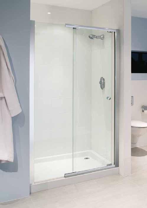 Sliding door alcove The Flight frameless sliding door inspired by innovative design to create a feeling of light and space. Ideal for the larger shower space.