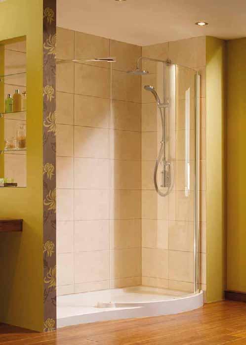 Walk-in alcove Defined by the smooth elegant curve of the panel, the Flight walk-in offers the ultimate in luxury showering.