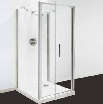 For side panels see next but one column. One Man Fit For more information on satin effect glass & modesty panels See page 31. Additional fixing pack is required for 3 sided enclosure installations.