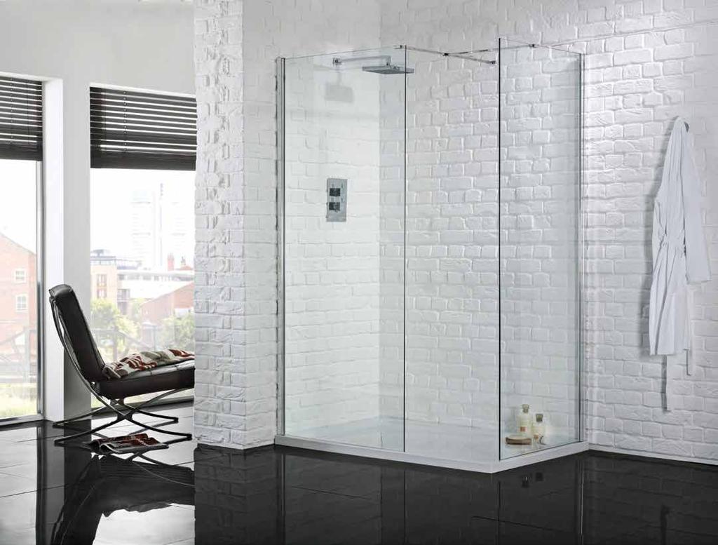 wetroom 8 walk-in and side Clean simple lines and minimal framing. Here two wetroom glass panels create a Walk-In & Side. A touch of glamour for your bathroom.