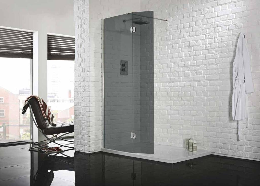 wetroom 8 smoked glass return panel The wetroom with return panel is now available in a Smoked Glass option. It comes in two sizes and is suitable for tray or wetroom installations.