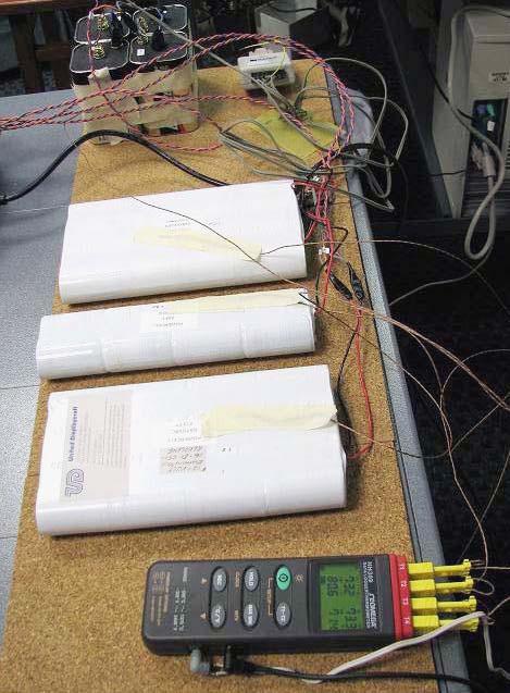 Monitoring of battery voltage is provided by a 4-channel analog-todigital converter which output is provided to a computer, which stores the data.