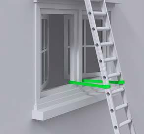 Tie the ladder to a suitable point, making sure both stiles are tied, see Figures 6, 7 and 8 Where this is not practical, secure with an effective ladder
