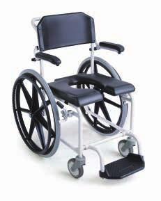 14 Levina 320/320-2 Shower commode chair ALUMINIUM Levina 400/400-2 Shower commode chair ALUMINIUM 5 castors Swing-away, removable leg rests 24 drive wheels Swing-away, removable leg rests The two