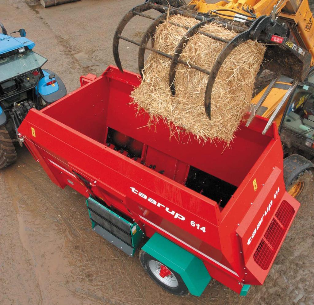 The two auger system from Taarup Homogenous mixed feed ration The Taarup 600 series is specifically designed to incorporate all
