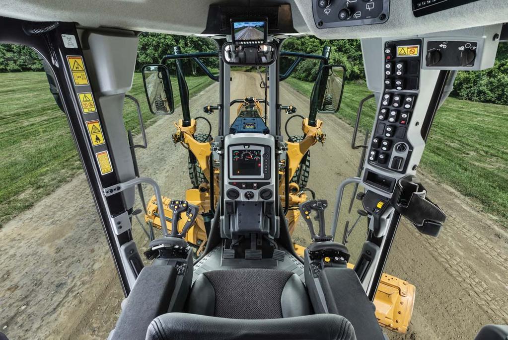 Operator Station Comfort, productivity, advanced technology Visibility Angled cab doors, a tapered engine enclosure and patented sloped rear window assure excellent visibility to the work area.