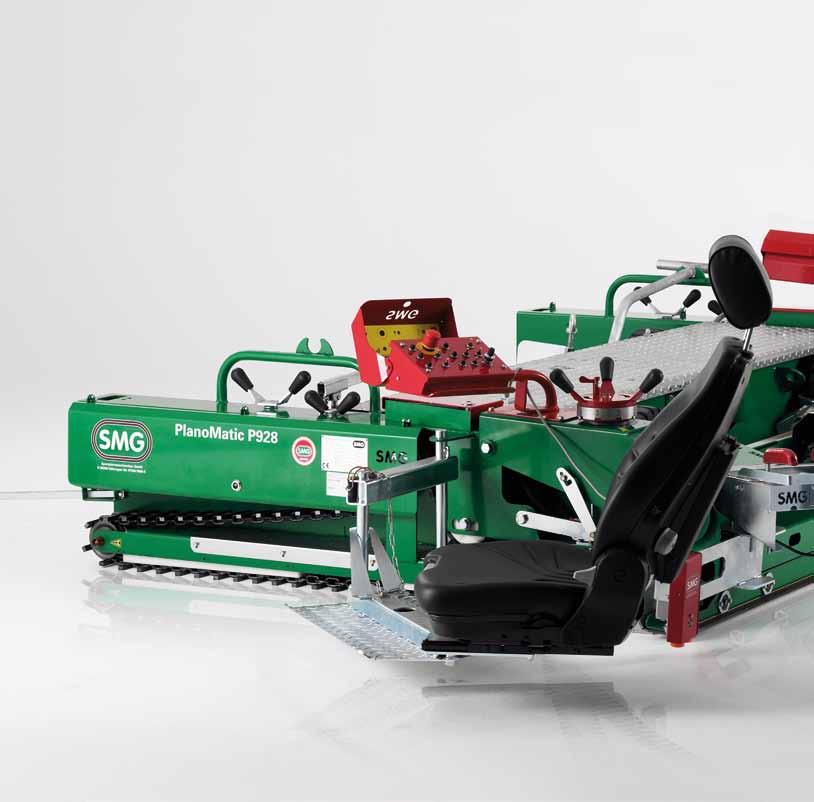 28 PlanoMatic P220/P228/P928/P936 Semi automatic and fully automatic paving machines for the installation of synthetic sports surfaces and elastic subbases The largest fully automatic SMG paver for