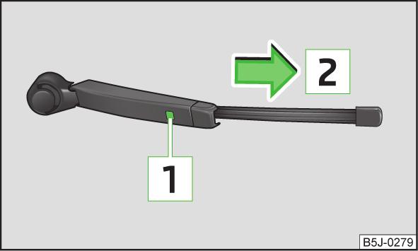 Attaching the wiper blade Push the windscreen wiper blade until the stop and it locks in place. Check that the wiper blade is correctly attached. Fold the wiper arms back to the windscreen.